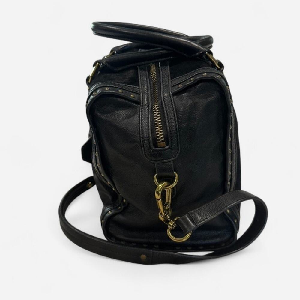 OrYany Black Leather Cowhide Studded Satchel Crossbody Y2K Boho Bag - Picture 6 of 10